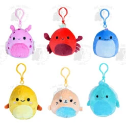 Squishmallow 3.5 Inch Clip Deep Sea Squad Set Of 6 - Shabnam, Georgios, Donyar, Safa, Romy, Cascade