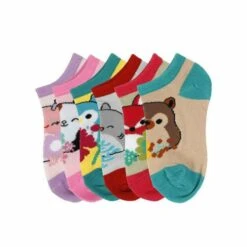 Squishmallow Squad 6 Pack Ankle Socks - Youth Size