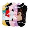 Squishmallow Squad 5 Pack Ankle Socks With Fuzzy Detail- Adult Size