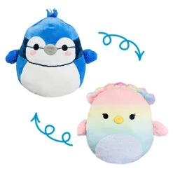 Squishmallow 12 Inch Babs The Blue Jay And Briannika The Peacock Flip-a-Mallows Plush Toy
