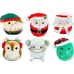 Squishmallow 5 Inch Christmas Gray Bigfoot Squad Set Of 6 - Jangle, Nick, Nicolette, Darla, Evita, Andy